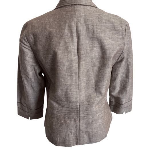 Brown Blazer Linen Blend Jacket 12 Dark Academia Preppy Fitted Coldwater Creek - Picture 3 of 12